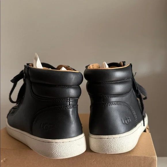 UGG Black Leather High-Tops with White Sole - Picture 2 of 6